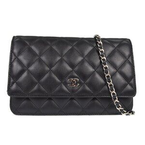 Chanel Black Lambskin WOC Wallet on Chain Bag NQ03380